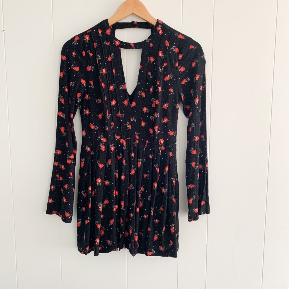 Free People Floral Long Sleeve Mini Dress
